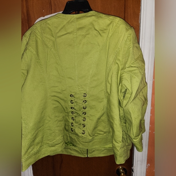 Added Dimensiins Ladies Green Denim jacket - Picture 2 of 3